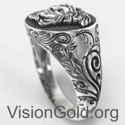 Greek Medusa 925 Silver Handmade Men's Ring, Medusa Sterling