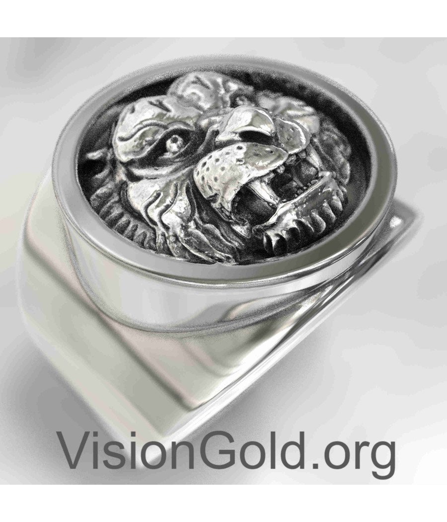 Ανδρικό Ασημένιο Δαχτυλίδι Τίγρης 0806