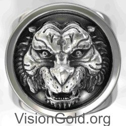 Ανδρικό Ασημένιο Δαχτυλίδι Τίγρης 0806