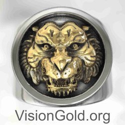 Ανδρικό Ασημένιο Δαχτυλίδι Τίγρης 0806