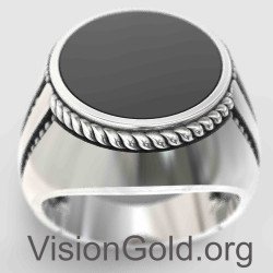 Black Oval Onyx Ring 0808