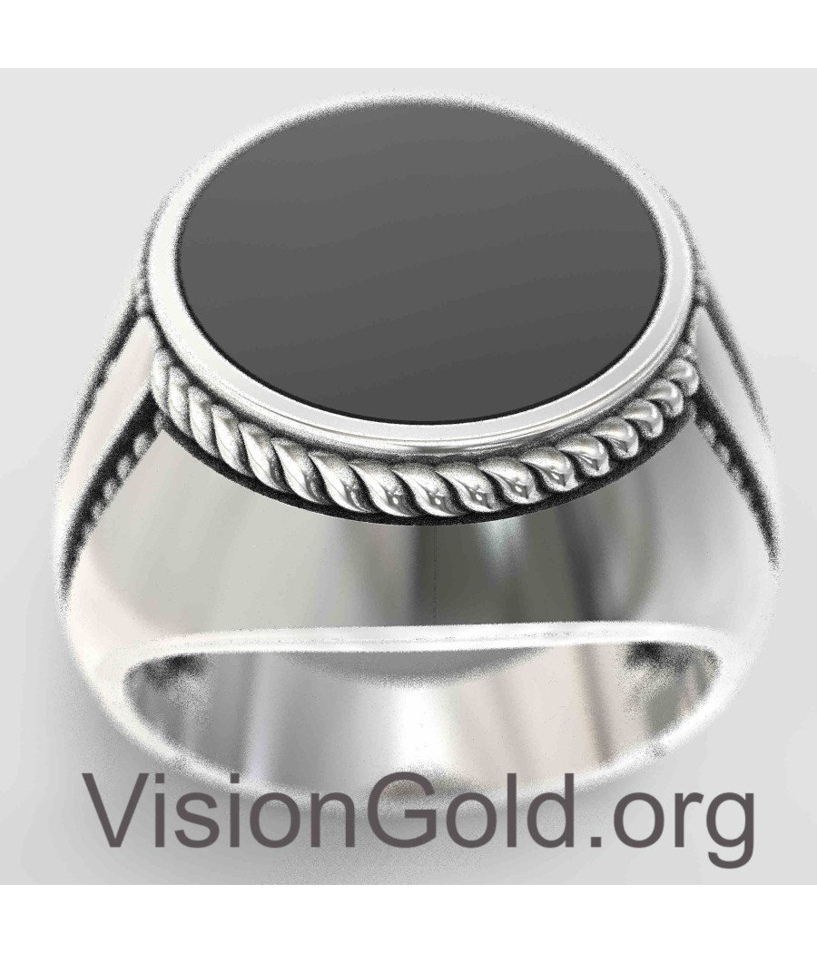 Black Oval Onyx Ring 0808