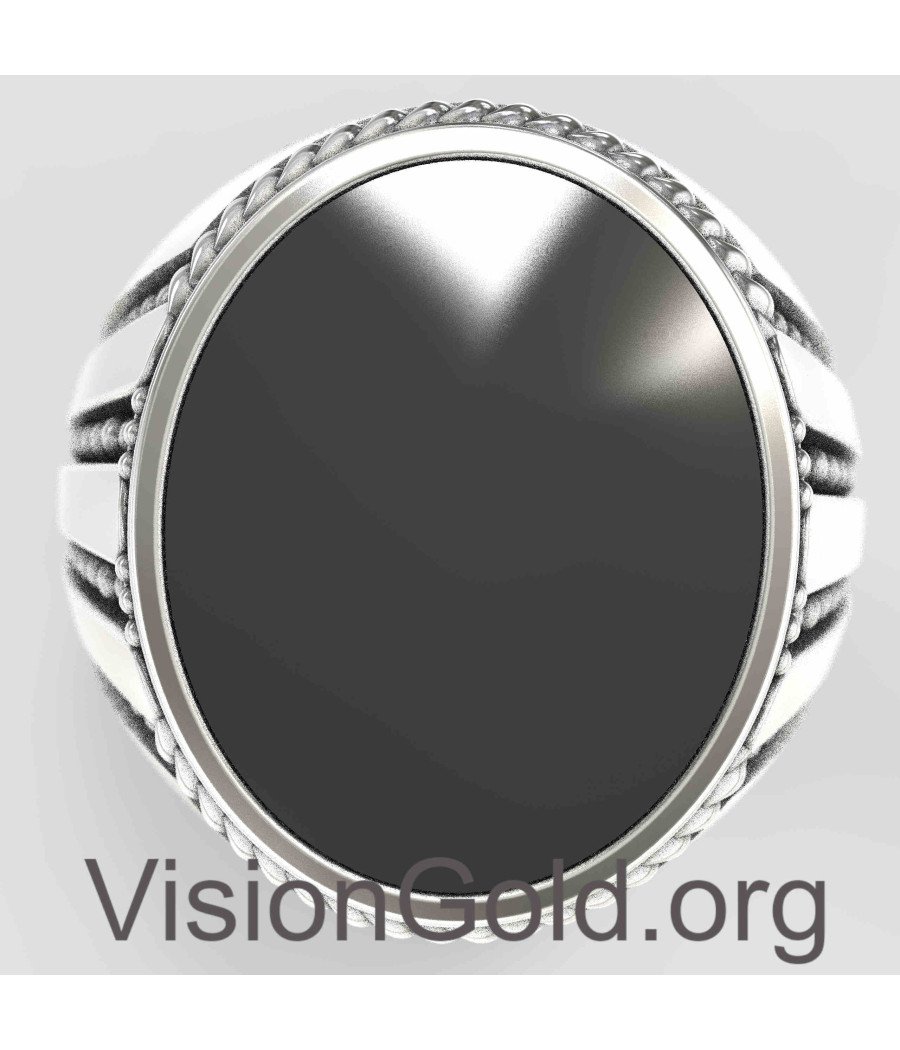 Black Oval Onyx Ring 0808