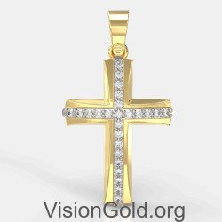 Taufe Kreuz für Mädchen in Gelbgold 14 Karat Gold 0132K