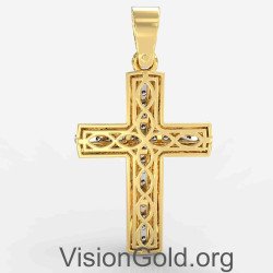 Taufe Kreuz für Mädchen in Gelbgold 14 Karat Gold 0132K