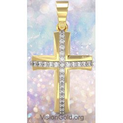 Religious Christian Christening Cross Pendant Necklace 0132K