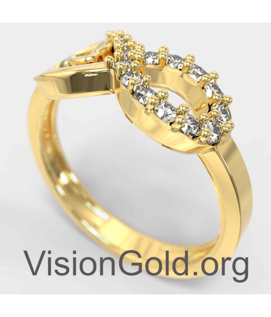 Frauen Infinity Herz Ring in Gelbgold 1340K Gelbgold