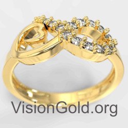 Frauen Infinity Herz Ring in Gelbgold 1340K Gelbgold