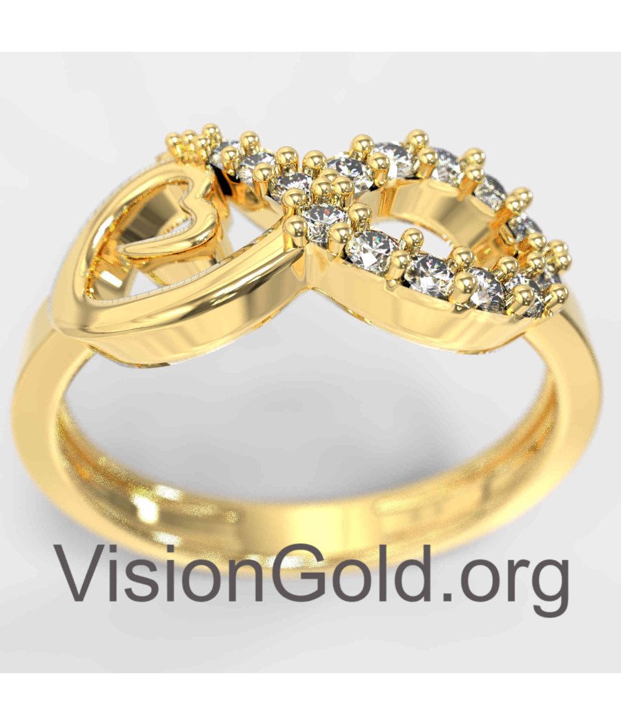 Frauen Infinity Herz Ring in Gelbgold 1340K Gelbgold