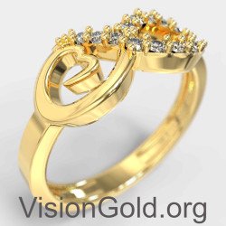 Frauen Infinity Herz Ring in Gelbgold 1340K Gelbgold