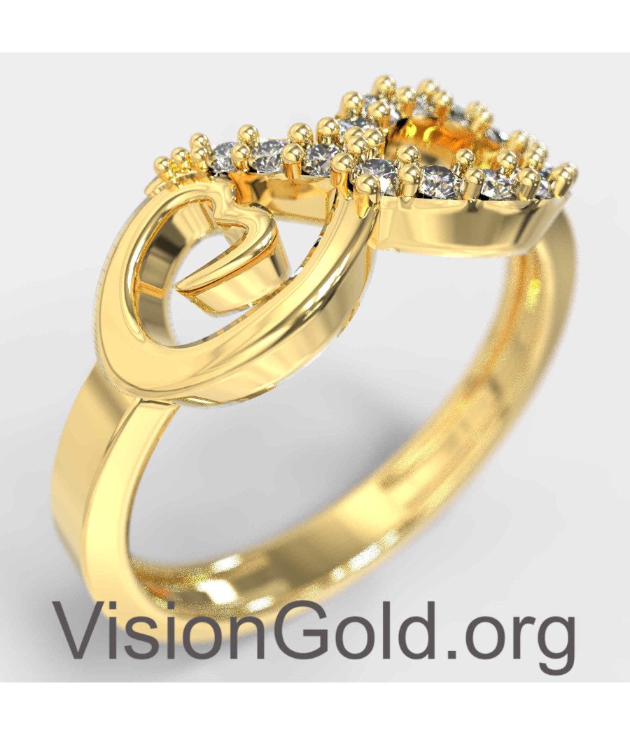 Frauen Infinity Herz Ring in Gelbgold 1340K Gelbgold