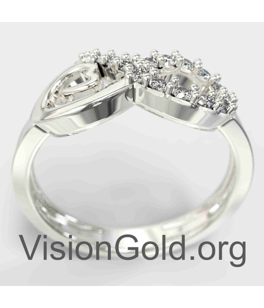 White Gold Infinity Heart Wedding Ring 1340L