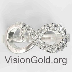 White Gold Infinity Heart Wedding Ring 1340L