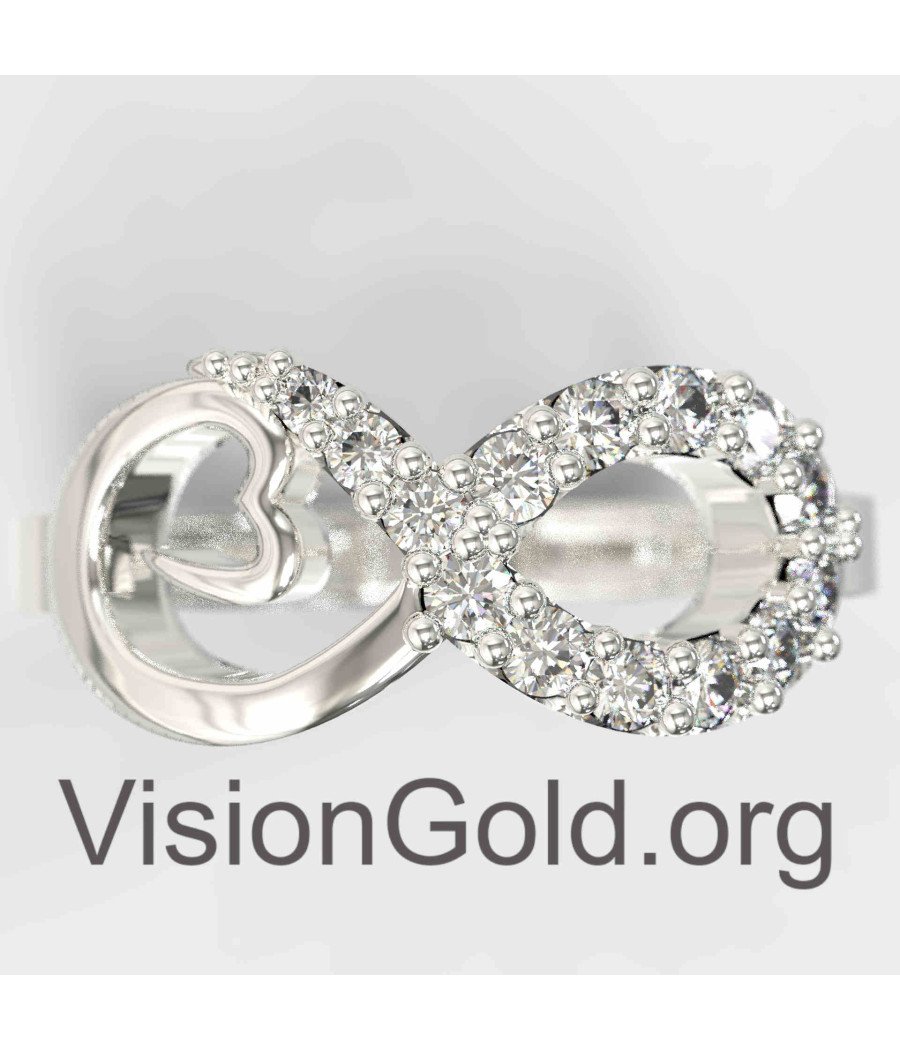 White Gold Infinity Heart Wedding Ring 1340L