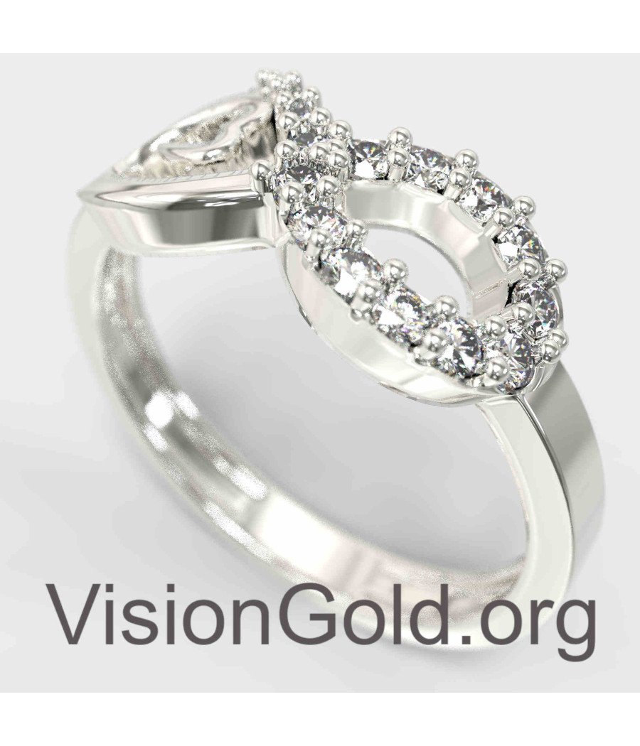 White Gold Infinity Heart Wedding Ring 1340L