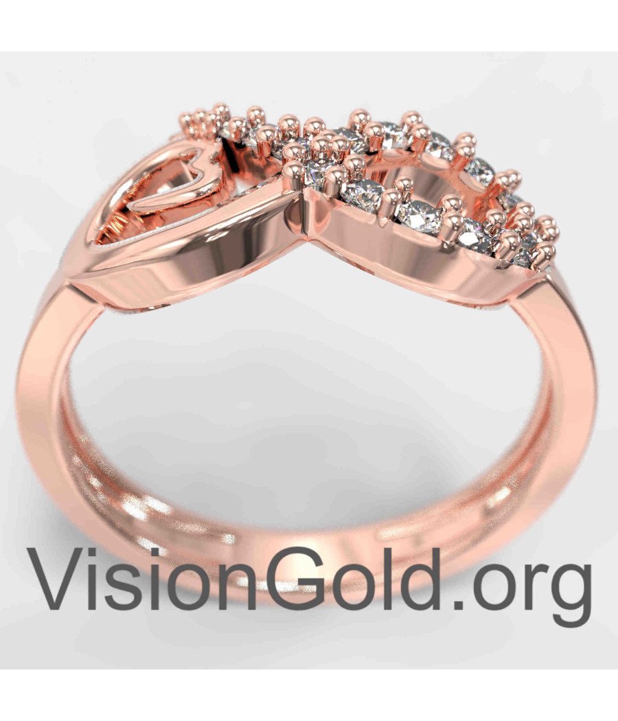 Pink Gold Women Infinity Heart Ring 1340R