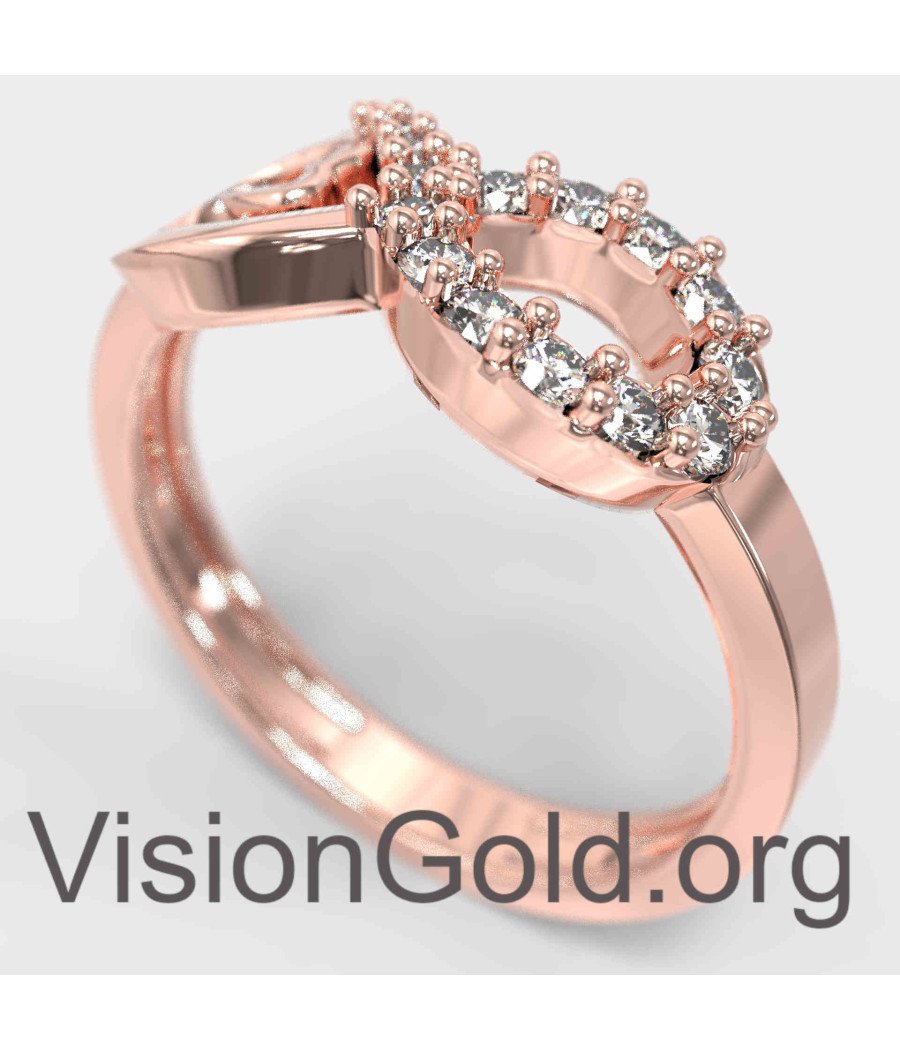 Pink Gold Women Infinity Heart Ring 1340R