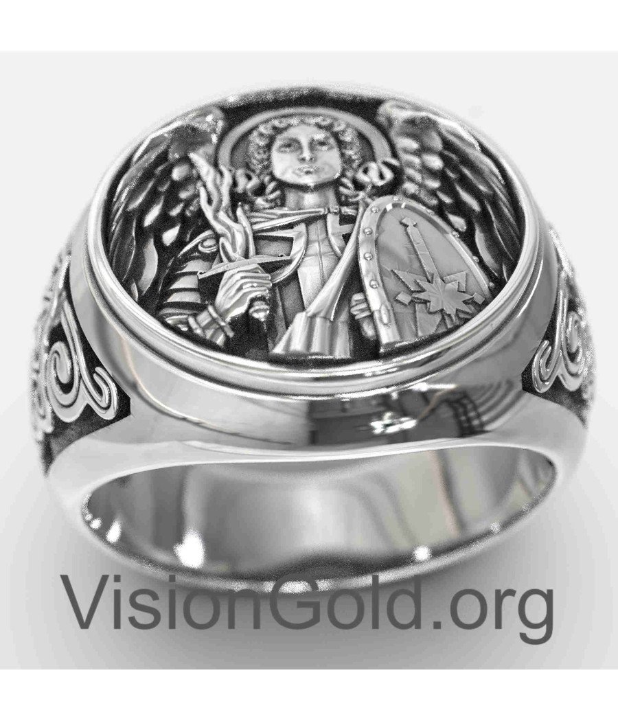 Signet Men's Ring With Archangel Michael 0510