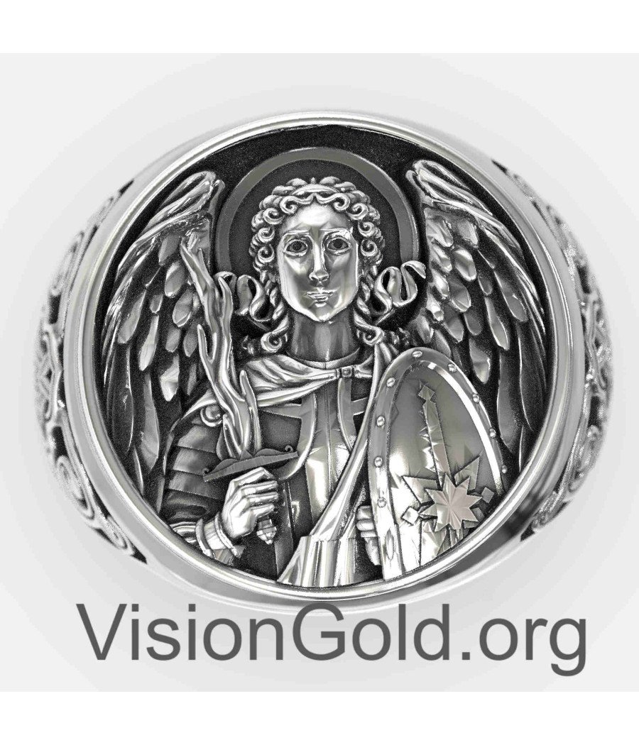 Signet Men's Ring With Archangel Michael 0510