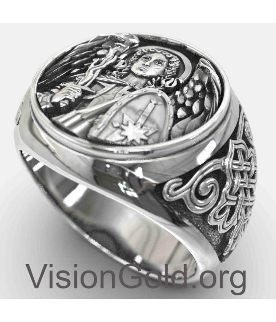 Signet Men's Ring With Archangel Michael 0510