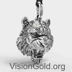 Angry Tiger Men Pendant Necklace 0359