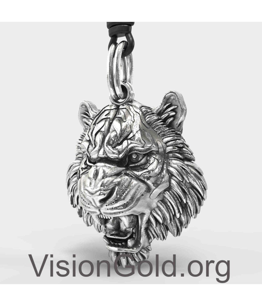 Angry Tiger Men Pendant Necklace 0359