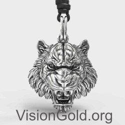 Angry Tiger Men Pendant Necklace 0359