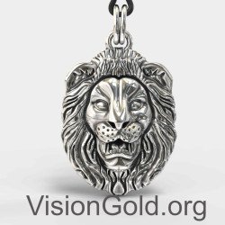 Lion Silver Necklace For Men 0014