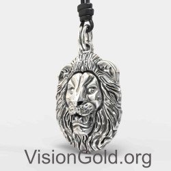 Lion Silver Necklace For Men 0014