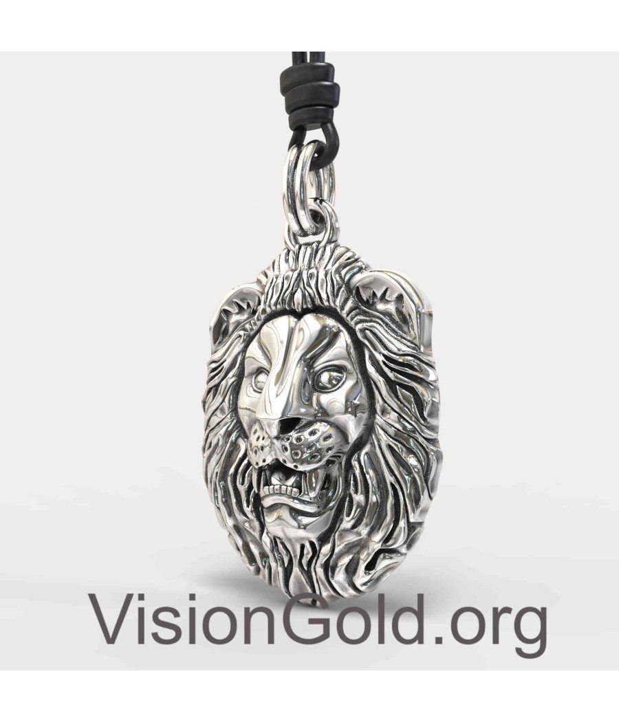 Lion Silver Necklace For Men 0014