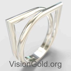 Elegant Geometric Silver Ring 1339L