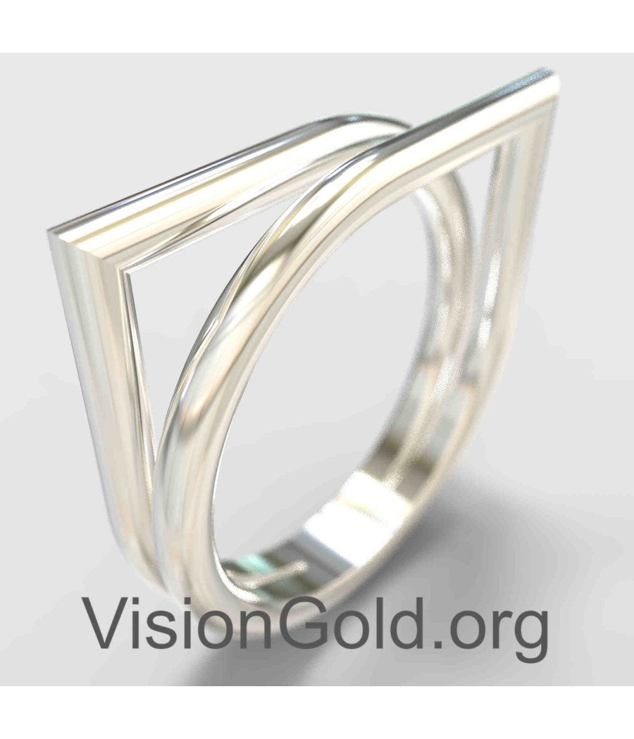 Elegant Geometric Silver Ring 1339L