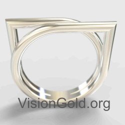 Elegant Geometric Silver Ring 1339L