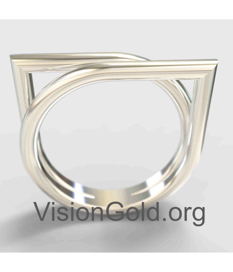 Elegant Geometric Silver Ring 1339L