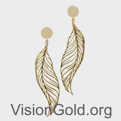 Yellow Gold Leaf Earrings 0276