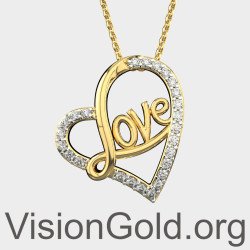 Collar de amor de San Valentín con corazón de oro amarillo