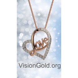 Элегантное колье Love Heart из розового золота 0497RD