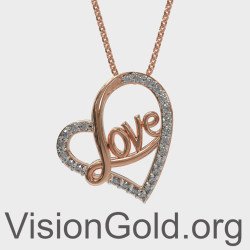 Elegant Rose Gold Heart Love Necklace 0497RD