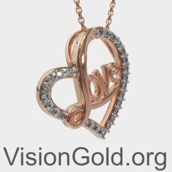 Elegant Rose Gold Heart Love Necklace 0497RD