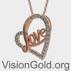 Elegant Rose Gold Heart Love Necklace 0497RD