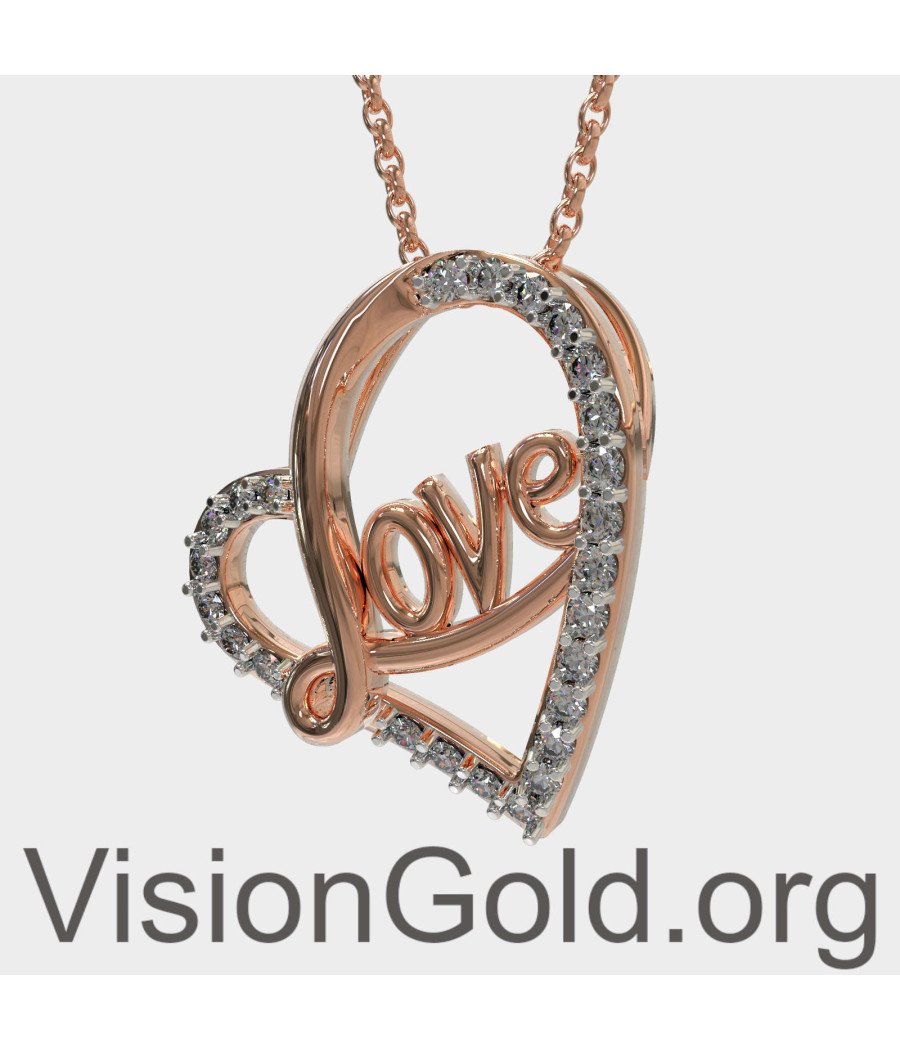 Elegant Rose Gold Heart Love Necklace 0497RD