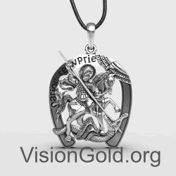 Русский православный медальон со Святым Георгием Победоносцем.