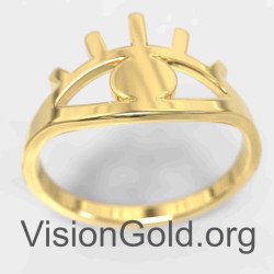 Yellow Gold Evil Eye Ring 1343K