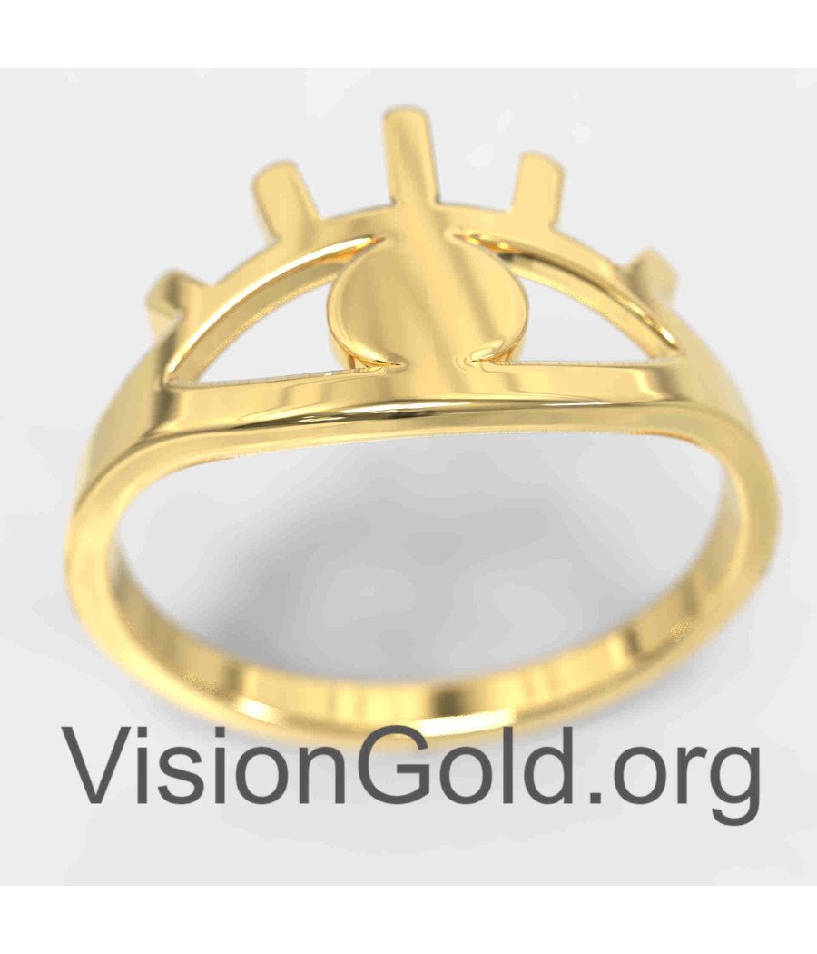 Yellow Gold Evil Eye Ring 1343K