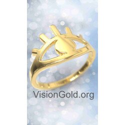 Εντυπωσιακό Δαχτυλίδι Μάτι Σε Κίτρινο Χρυσό 1343K