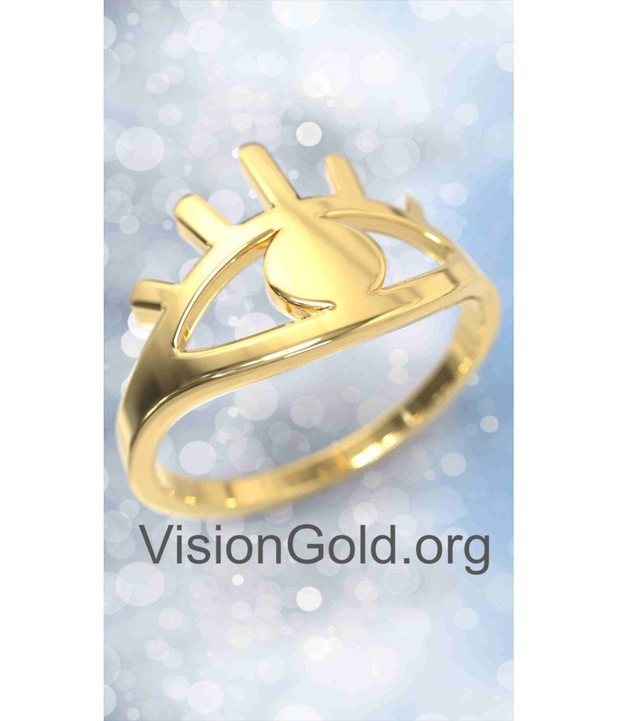 Yellow Gold Evil Eye Ring 1343K