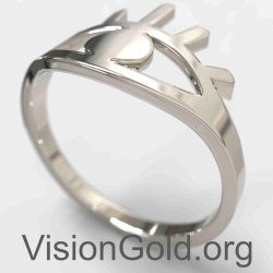 Минималистское кольцо «Сглаз» из белого золота 1343L