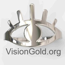 Минималистское кольцо «Сглаз» из белого золота 1343L
