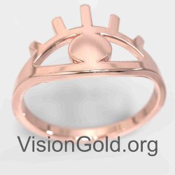 Anillo apilable de ojo malvado de oro rosa delicado 1343R