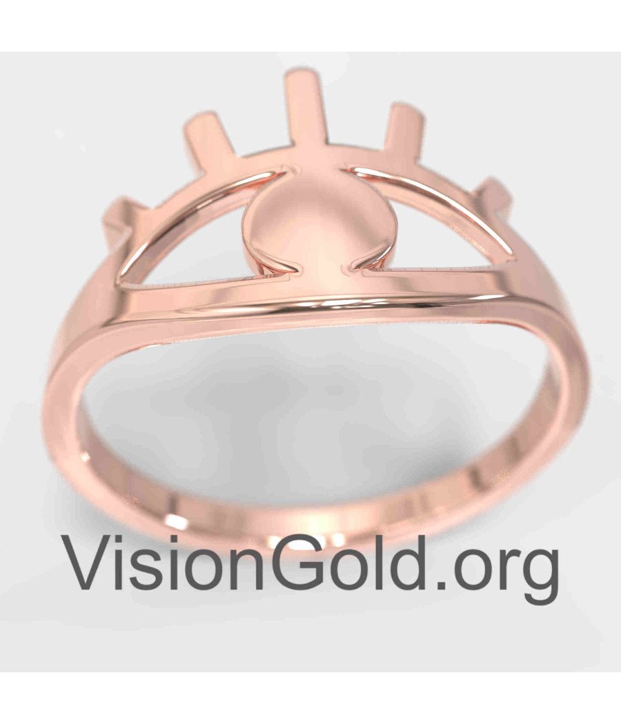 Anillo apilable de ojo malvado de oro rosa delicado 1343R